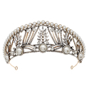 antique gold pearl crown french Court Style Geometric Diamond Wedding Crown