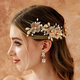 hS-J7290G (3-pack) handmade Gold Wire Petal Flower Hair Clip Vintage Forest Style Wedding Headpiece