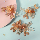hS-J7290G (3-pack) handmade Gold Wire Petal Flower Hair Clip Vintage Forest Style Wedding Headpiece
