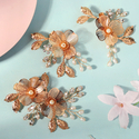 hS-J7290G (3-pack) handmade Gold Wire Petal Flower Hair Clip Vintage Forest Style Wedding Headpiece