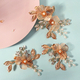hS-J7290G (3-pack) handmade Gold Wire Petal Flower Hair Clip Vintage Forest Style Wedding Headpiece