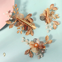 hS-J7290G (3-pack) handmade Gold Wire Petal Flower Hair Clip Vintage Forest Style Wedding Headpiece