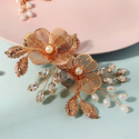 hS-J7290G (3-pack) handmade Gold Wire Petal Flower Hair Clip Vintage Forest Style Wedding Headpiece