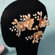 hS-J7290G (3-pack) handmade Gold Wire Petal Flower Hair Clip Vintage Forest Style Wedding Headpiece