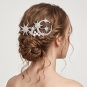 light Luxury Rhinestone Star Moon Hair Comb HS-J7432S starry Moon Rhinestone Pearl Bridal Hair Comb