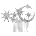 light Luxury Rhinestone Star Moon Hair Comb HS-J7432S starry Moon Rhinestone Pearl Bridal Hair Comb