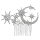 light Luxury Rhinestone Star Moon Hair Comb HS-J7432S starry Moon Rhinestone Pearl Bridal Hair Comb
