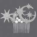 light Luxury Rhinestone Star Moon Hair Comb HS-J7432S starry Moon Rhinestone Pearl Bridal Hair Comb