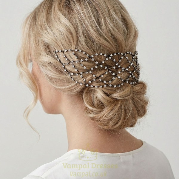 handwoven Mesh Diamond-Studded Bridal Headband