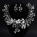 handmade Pearl Wedding Jewelry Set With Necklace And Earrings