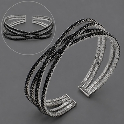 Black Prong Chain Zircon Bracelet Bs-J5578blk