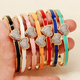 stainless Steel Oil-Drop Heart Open Bangle Bracelet