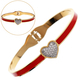 stainless Steel Oil-Drop Heart Open Bangle Bracelet