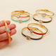 stainless Steel Oil-Drop Heart Open Bangle Bracelet