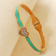 stainless Steel Oil-Drop Heart Open Bangle Bracelet