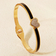 stainless Steel Oil-Drop Heart Open Bangle Bracelet