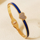 stainless Steel Oil-Drop Heart Open Bangle Bracelet
