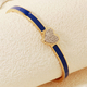 stainless Steel Oil-Drop Heart Open Bangle Bracelet