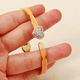 stainless Steel Oil-Drop Heart Open Bangle Bracelet