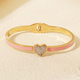 stainless Steel Oil-Drop Heart Open Bangle Bracelet