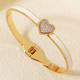 stainless Steel Oil-Drop Heart Open Bangle Bracelet