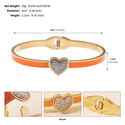 stainless Steel Oil-Drop Heart Open Bangle Bracelet