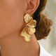 minimalist Flower Earrings Multi-Layer Alloy Studs