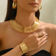 multi-Layer Metal Jewelry Set Geometric Line Collar Necklace Adjustable Bracelet