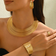 multi-Layer Metal Jewelry Set Geometric Line Collar Necklace Adjustable Bracelet