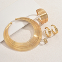 multi-Layer Metal Jewelry Set Geometric Line Collar Necklace Adjustable Bracelet