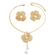 flower Pearl Inlay Necklace And Earring Set For Women