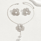 flower Pearl Inlay Necklace And Earring Set For Women