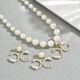 light Luxury Geometric Diamond Necklace And Earrings Set With Long Pearl Chain