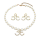 light Luxury Geometric Diamond Necklace And Earrings Set With Long Pearl Chain