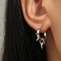 korean Style Metal Thorn Stud Earrings With Zircon Inlay
