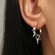 korean Style Metal Thorn Stud Earrings With Zircon Inlay