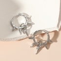 korean Style Metal Thorn Stud Earrings With Zircon Inlay