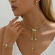 minimalist Fresh Necklace Earring Set With Diamond Clavicle Chain And Ring
