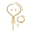 minimalist Fresh Necklace Earring Set With Diamond Clavicle Chain And Ring