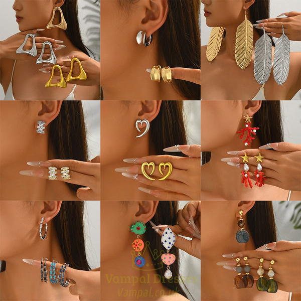 geometric Irregular Gemstone Inlay Women's Earrings
