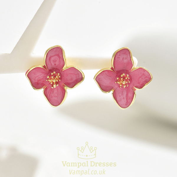 floral Oil-Rubbed Stud Earrings For Women