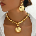 european American Fashion Women's Jewelry Set Metal Bead Necklace Pendant Earrings