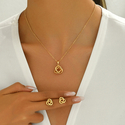 geometric Metal Ring Wrap Necklace Set For Women