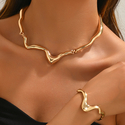 liquid Lava Metal Twisted Collar Necklace Bracelet Set