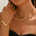 liquid Lava Metal Twisted Collar Necklace Bracelet Set