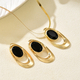 glossy Diamond-Studded Pendant Earrings With Long Necklace