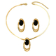 glossy Diamond-Studded Pendant Earrings With Long Necklace