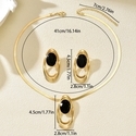 glossy Diamond-Studded Pendant Earrings With Long Necklace