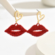 diamond-Studded Heart And Lips Earrings For Women