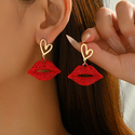 diamond-Studded Heart And Lips Earrings For Women